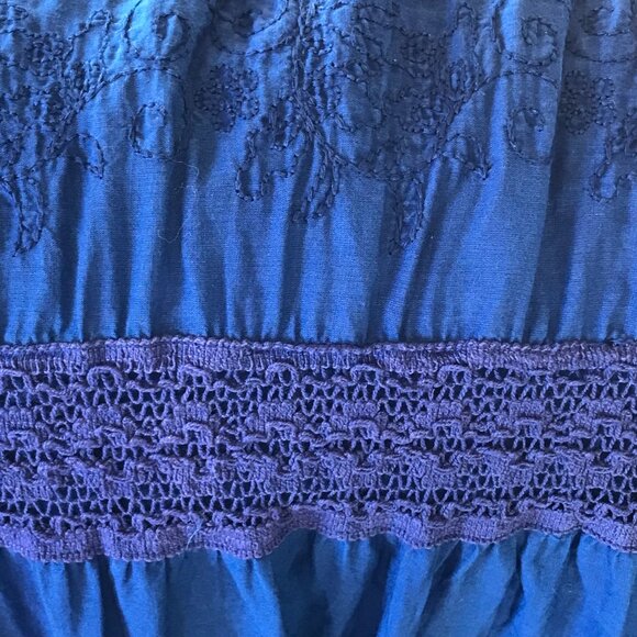Pennington's  maxi skirt blue tiered lace embroidery women's 3X prairie cottage - Picture 2 of 7